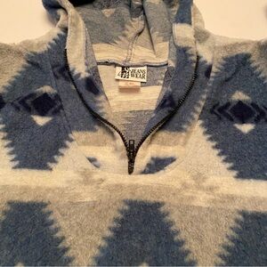 Vintage Jeans Wear Blue, Gray and White Hoodie. Size L
